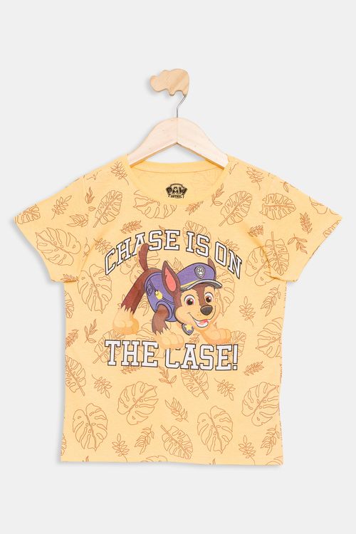 Camiseta Infantil Patrulha Canina Amarela Tam 4 a 8