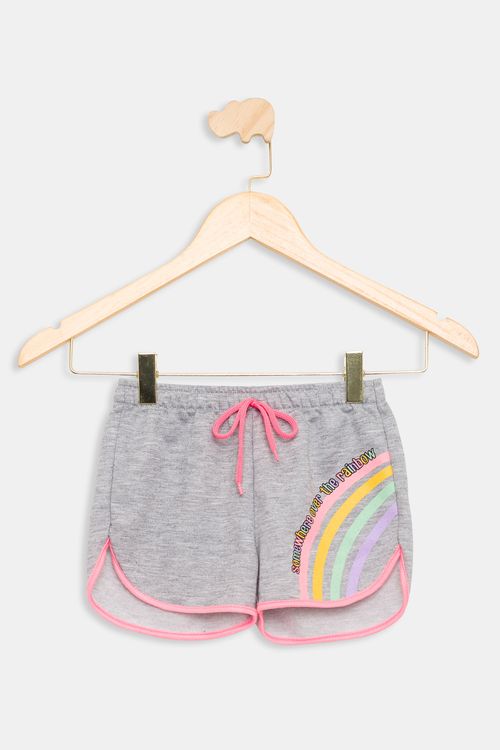 Shorts Infantil em Moletom Arco-Íris Mescla Tam 1 a 3