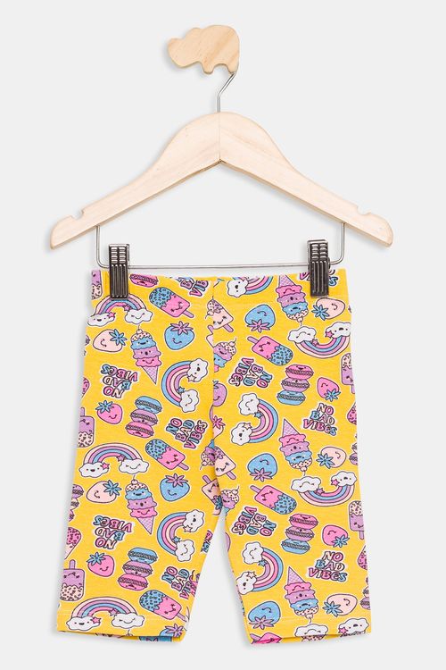 Ciclista Infantil Caedu Amarela Ribana Estampada Sorvetes 1-3