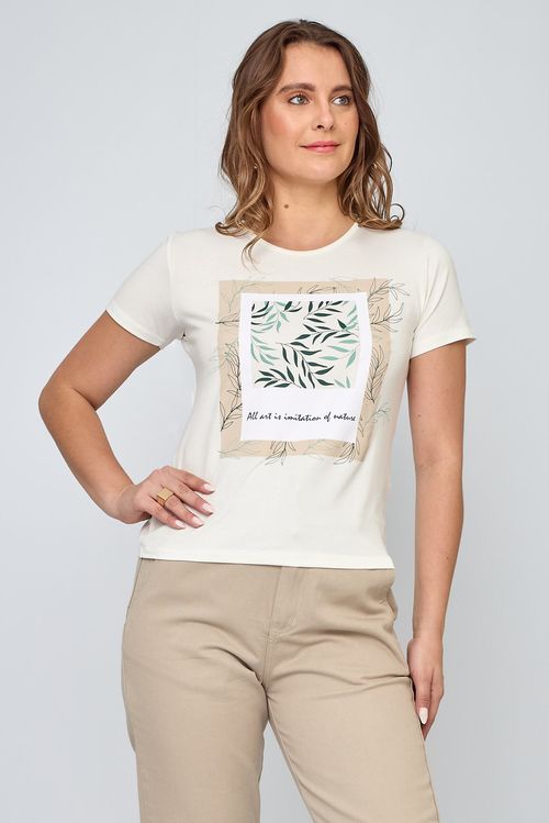 Blusa Feminina em Viscolycra Estampada Off White
