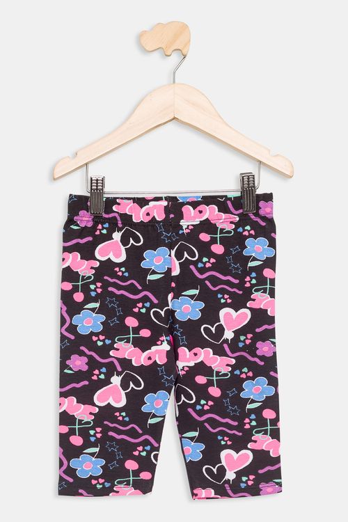 Ciclista Infantil Estampada Preta Tam 4 a 8