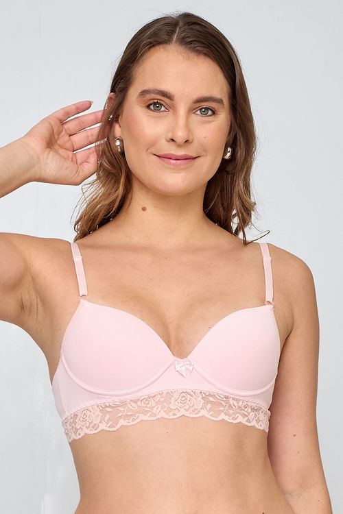 Sutiã Base em Renda Rosa Claro
