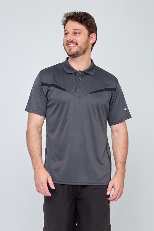 Polo Masculina Esportiva Dry Fit Cinza Escuro