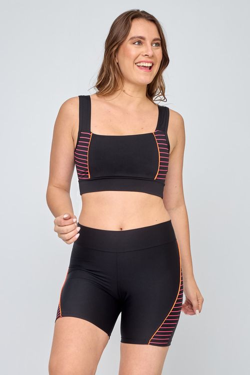 Top Esportivo Feminino Caedu Preto Supplex Conforto