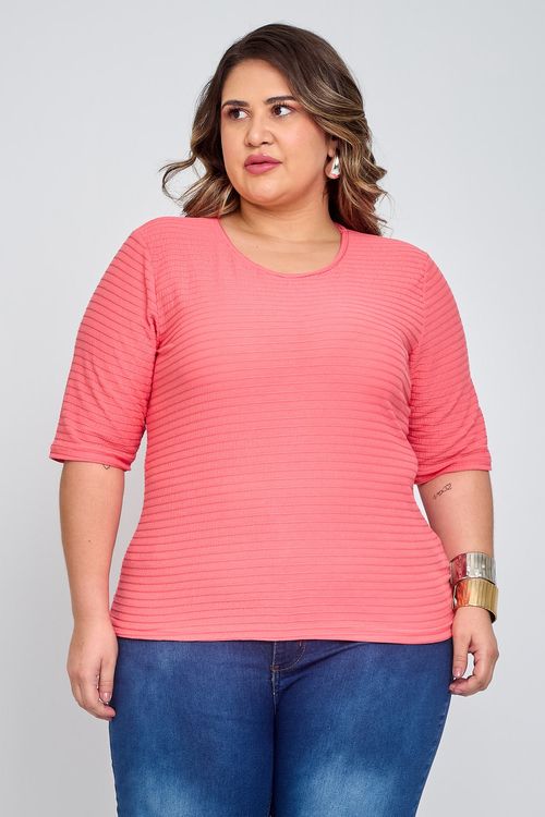 Blusa Feminina Feita Pra Mim em Malha Coral