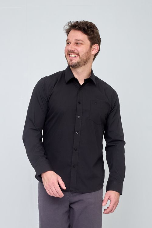 Camisa Masculina Casual Preta
