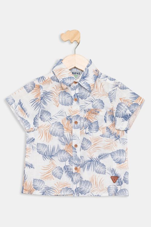 Camisa Infantil Caedu Folhagem Off White Algodão 1-3 Anos