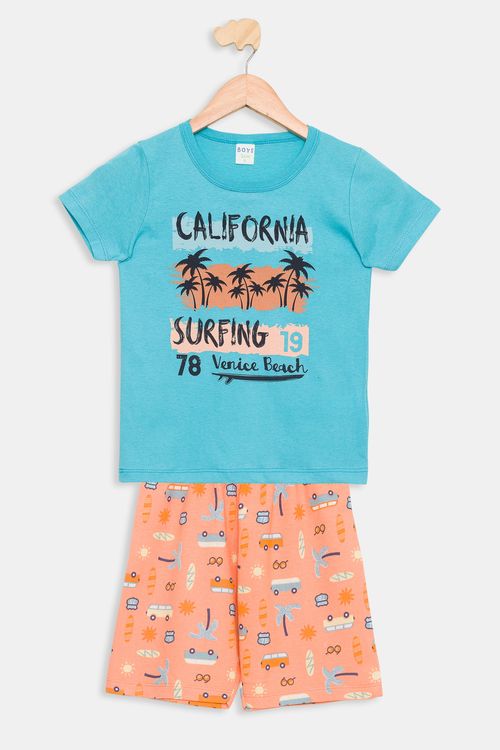 Conjunto Infantil California Turquesa Tam 4 a 8