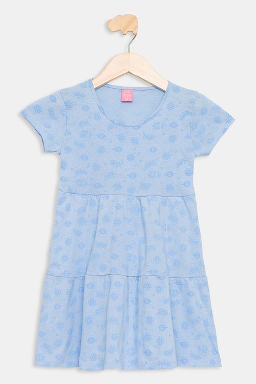 Vestido Infantil Caedu Laise Floral Azul Claro Tam 4-8