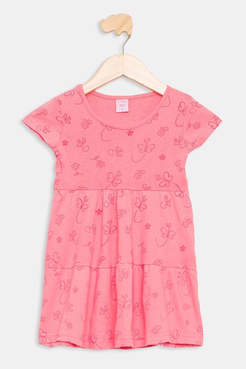 Vestido Infantil em Laise Rosa Tam 1 a 3