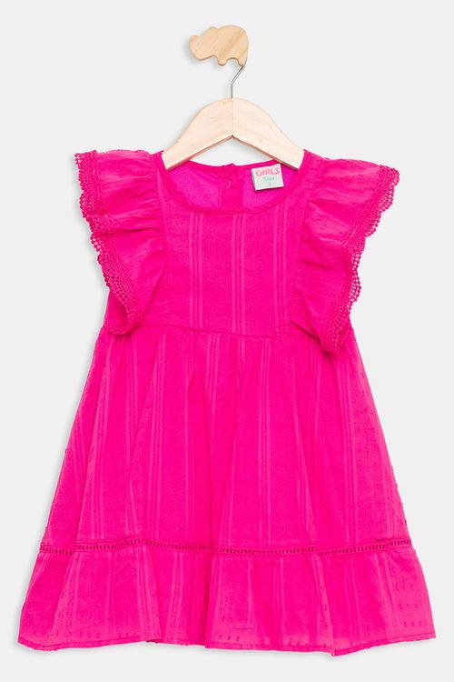 Vestido Infantil em Laise Pink Tam 1 a 3