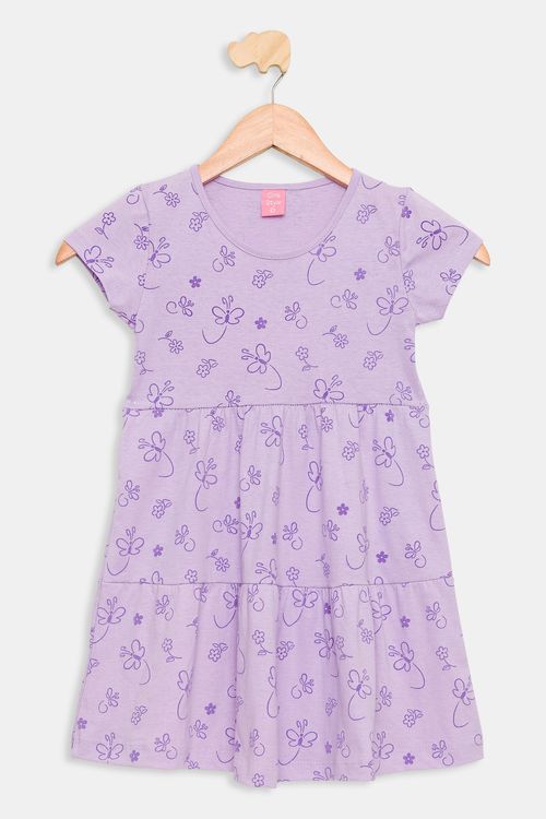Vestido Infantil Laise Lilás Caedu Borboletas Tam 4-8