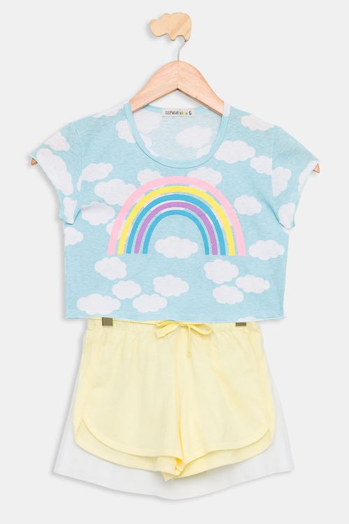Pijama Infantil Arco-Íris Azul Claro