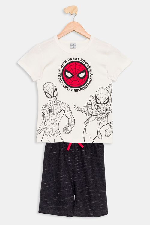 Conjunto Infantil Spider Man Off White Tam 4 a 10