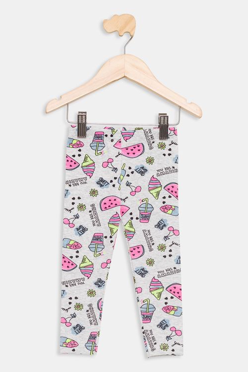Legging Infantil Melância Cinza Claro Tam 1 a 3