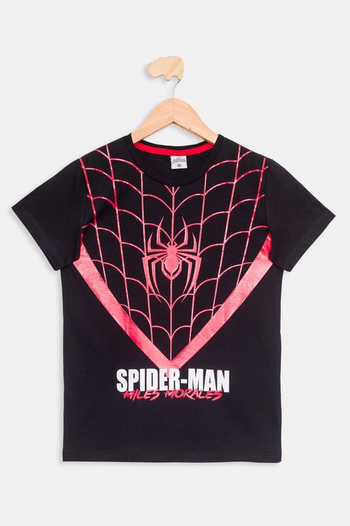 Camiseta Juvenil Spider Man Preta Tam 10 a 16