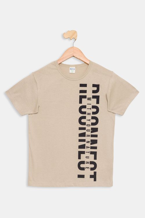 Camiseta Juvenil Estampada Bege Tam 10 a 16