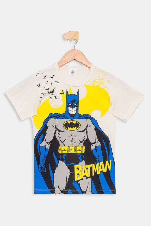 Camiseta Infantil Batman Off White Algodão Caedu