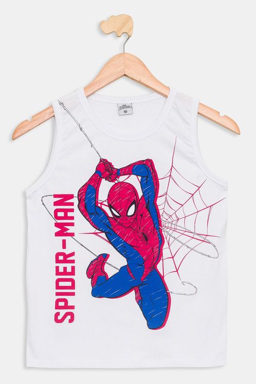 Regata Infantil Spider Man Branca Tam 4 a 8