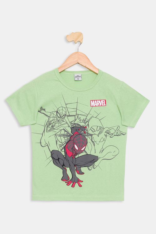 Camiseta Infantil Spider Man Verde Tam 4 a 8