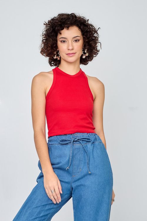 Regata Feminina Ribana Vermelha Caedu: Estilo e Conforto