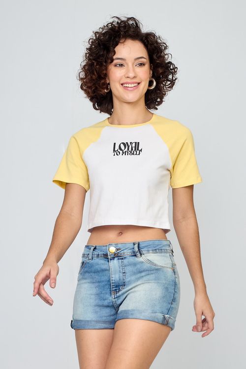 Blusa Feminina Caedu Raglan Loyal Branca Algodão Conforto