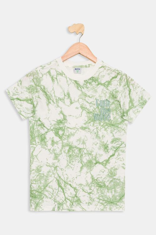 Camiseta Juvenil Tie Dye Off White Verde 'Catch the Wave'