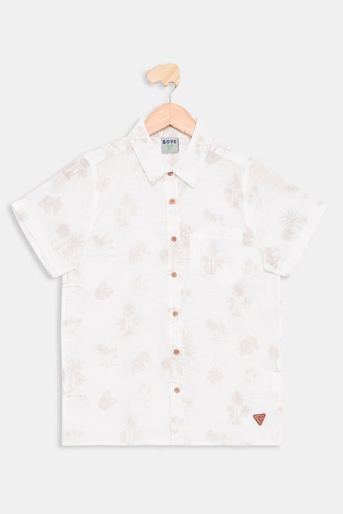 Camisa Infantil Caedu Coqueiro Off White Viscose 10-16