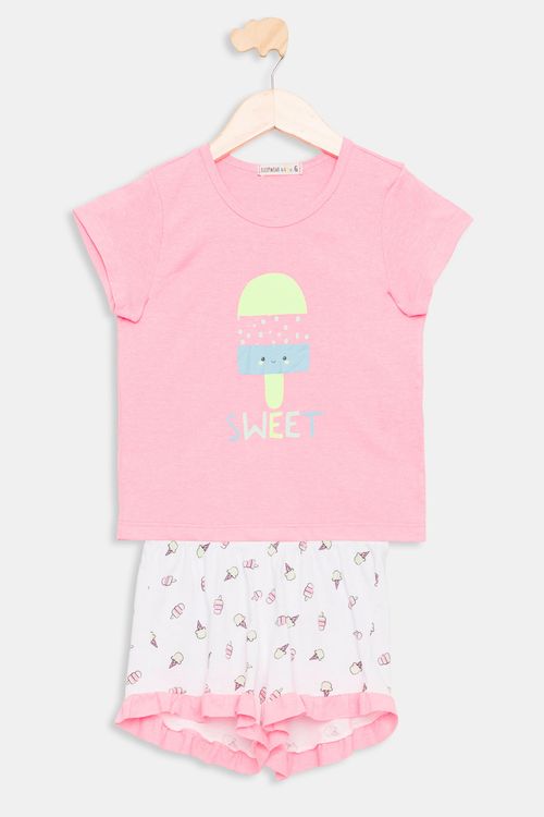 Pijama Infantil Sorvete Rosa Claro