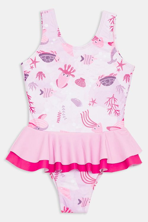 Maiô Infantil Fundo do Mar Rosa Claro Tam 1 a 3