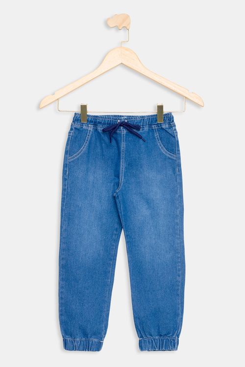 Calça Jeans Infantil Jogger Azul Médio Tam 1 a 3