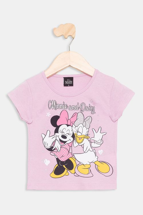Blusa Infantil Minnie e Margarida Lilás Tam 1 a 3