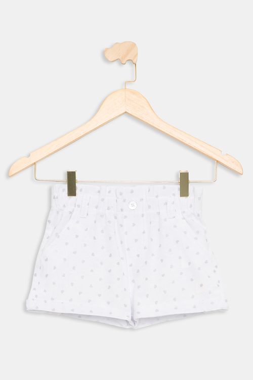 Short Infantil Caedu Clochard Corações Branco Tam 4-8