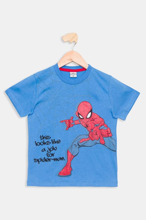 Camiseta Infantil Spider-Man Azul Claro Tam 4 a 10