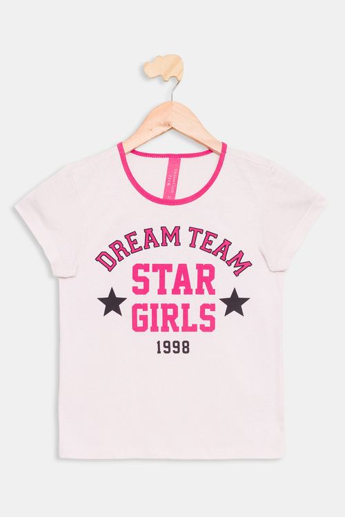 Blusa Juvenil Star Girls Rosa Bebê Tam 10 a 16