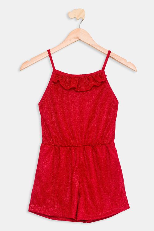 Macaquinho Infantil Lurex Vermelho Caedu 10-16 Anos