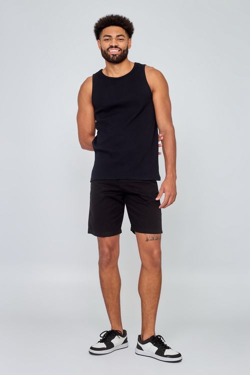 Bermuda Masculina em Sarja com Bolso Preta