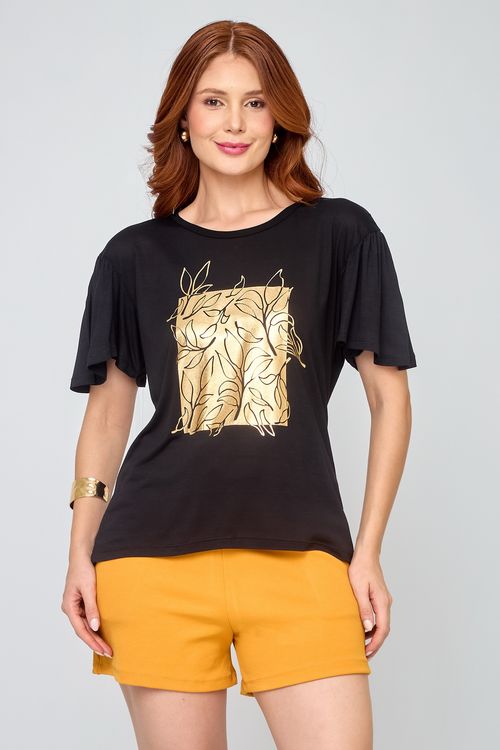 Blusa Feminina Estampada Preta