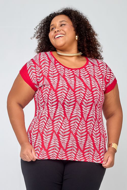 Blusa Feminina em Viscose Feita Pra Mim Estampada Vermelha