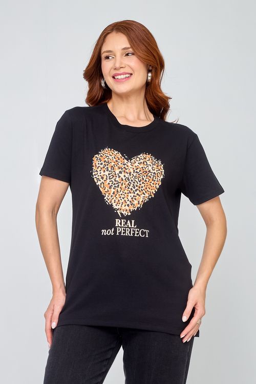 Blusa Feminina Oversize Estampada Preta