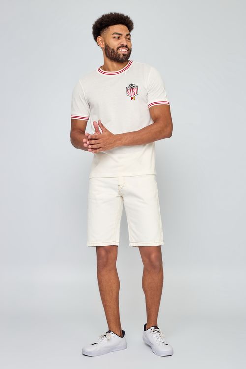 Bermuda Sarja Masculina Off White Caedu - Conforto Casual