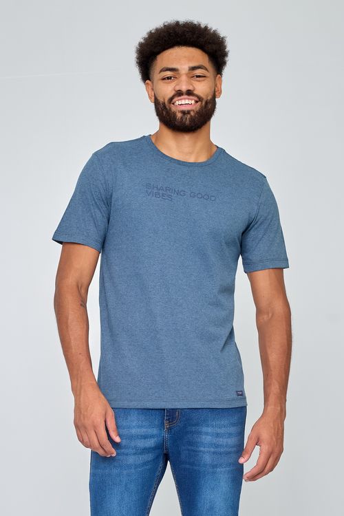 Camiseta Masculina Casual Azul Escuro