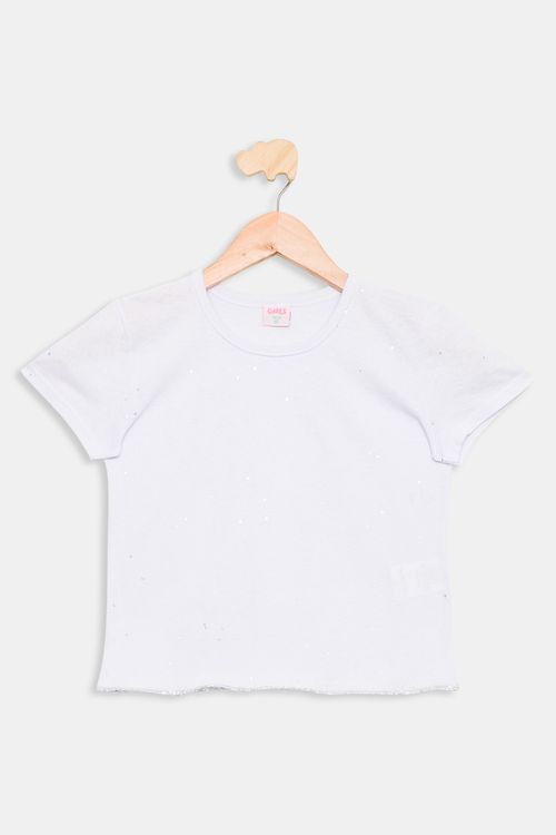 Blusa Juvenil com Glitter Branca Tam 10 a 16