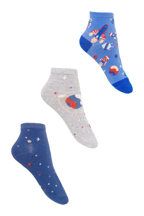 Kit 3 Pares de Meias Infantis Universo Sortidas Tam 24 ao 29