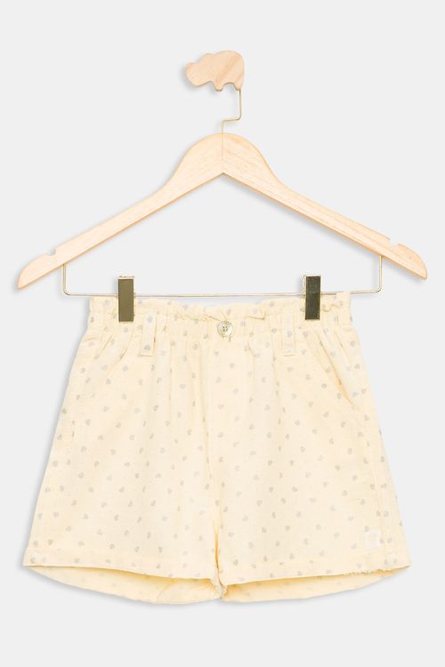 Short Infantil Clochard Sarja Amarelo Corações Caedu