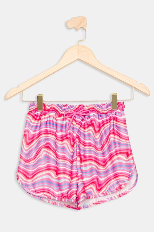 Short de Praia Infantil Estampado Rosa Tam 1 a 3