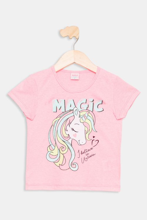 Blusa Infantil Meninas Unicórnio Rosa Tam 4 a 8