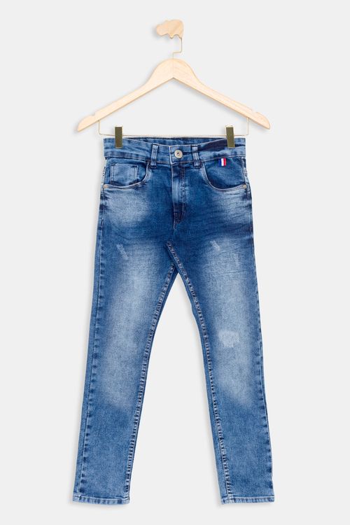 Calça Jeans Juvenil Marmorizada Azul Médio Tam 10 a 16