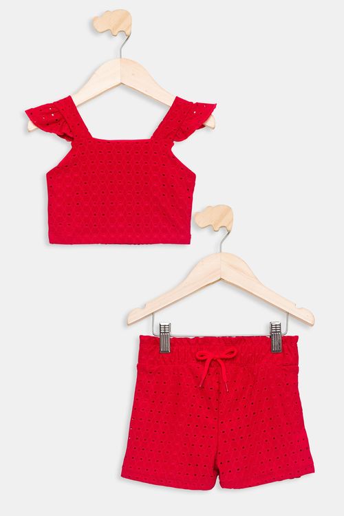 Conjunto Infantil de Laise Vermelho Tam 1 a 3