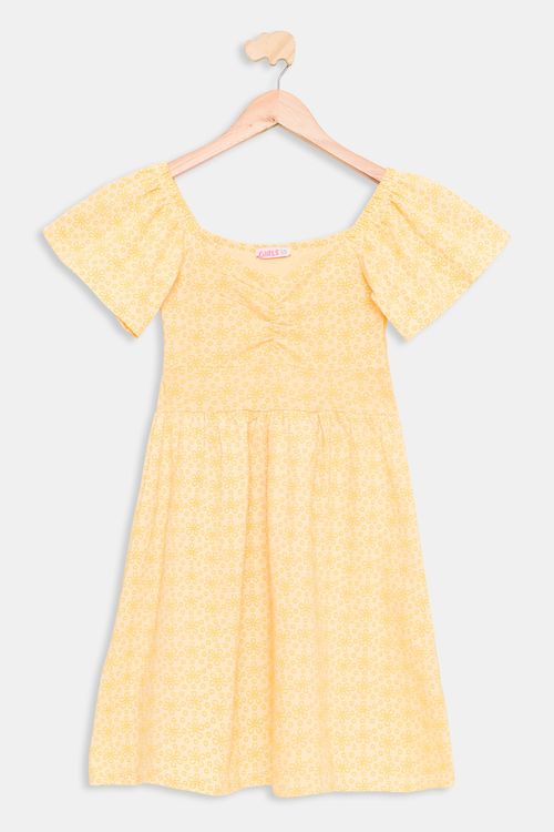 Vestido Juvenil de Laise Amarelo Tam 10 a 16